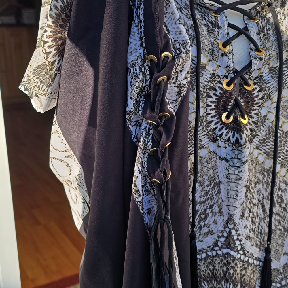Roberto Cavalli Snake Print Tunic with Lace-Up Detail - Picture 6 of 8